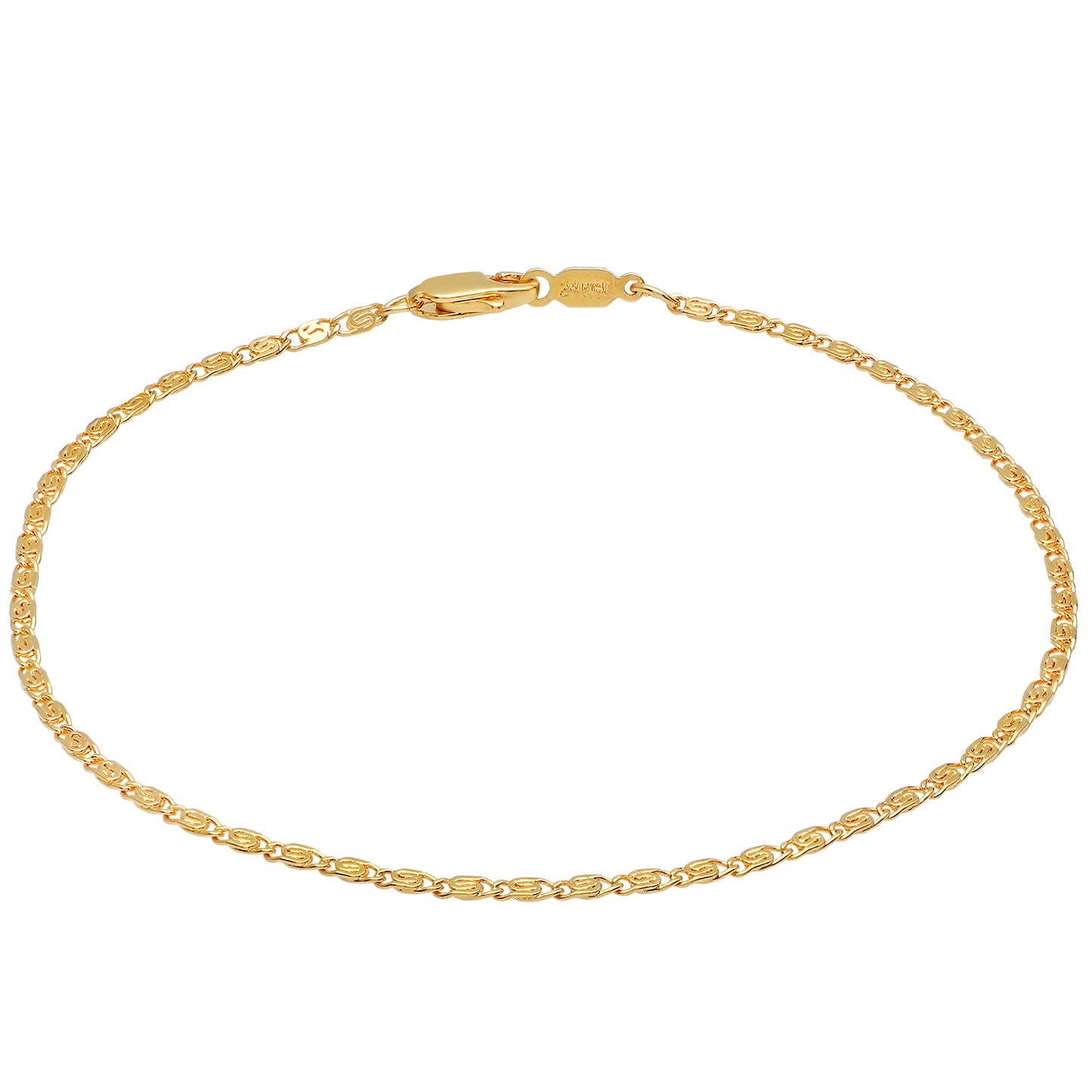 Women's 1.8mm 24k Yellow Gold Plated Cable Venetian Chain Necklace