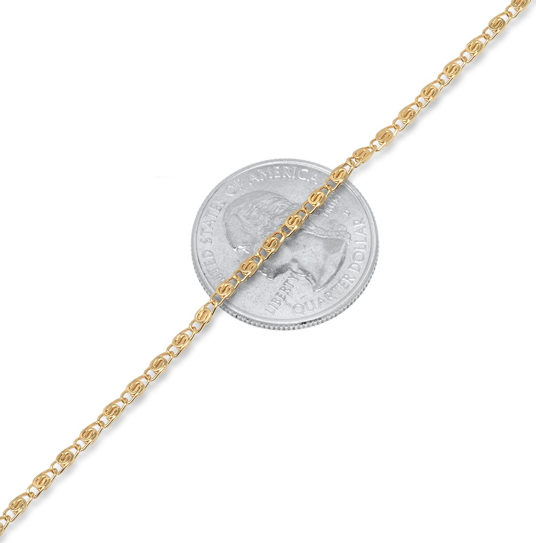 Women's 1.8mm 24k Yellow Gold Plated Cable Venetian Chain Necklace