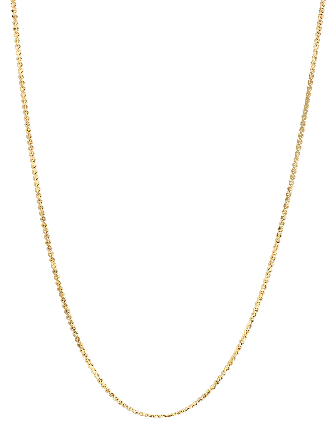 1.4mm 24k Yellow Gold Plated Flat Serpentine Chain Necklace