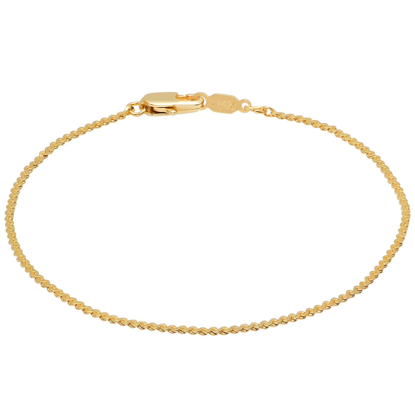 1.4mm 24k Yellow Gold Plated Flat Serpentine Chain Necklace