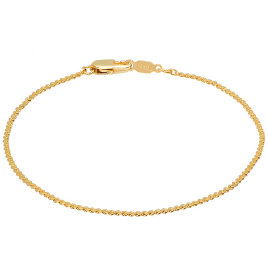 1.4mm 14k Yellow Gold Plated Flat Serpentine Chain Bracelet (SKU: GL-NC1051B)