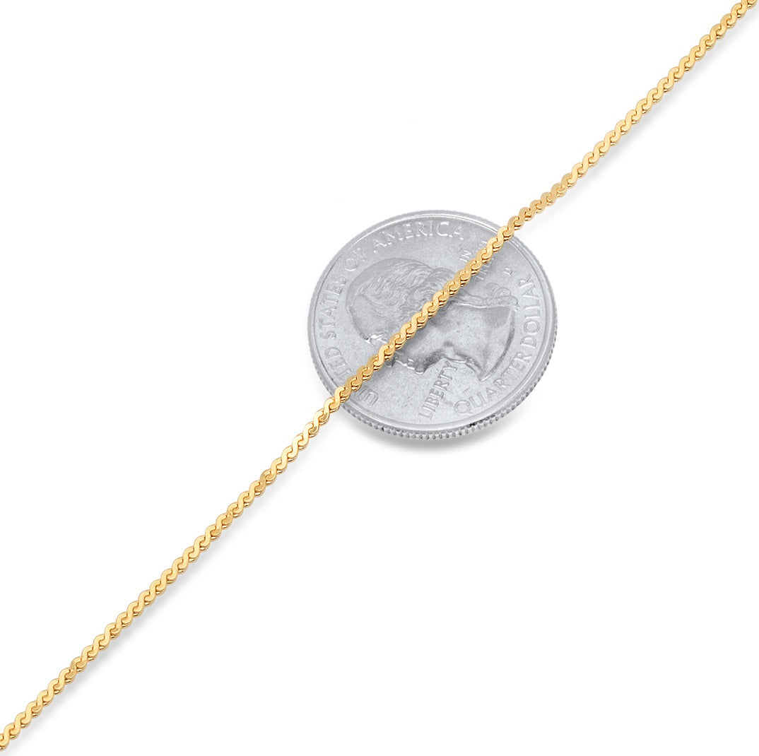 1.4mm 24k Yellow Gold Plated Flat Serpentine Chain Necklace