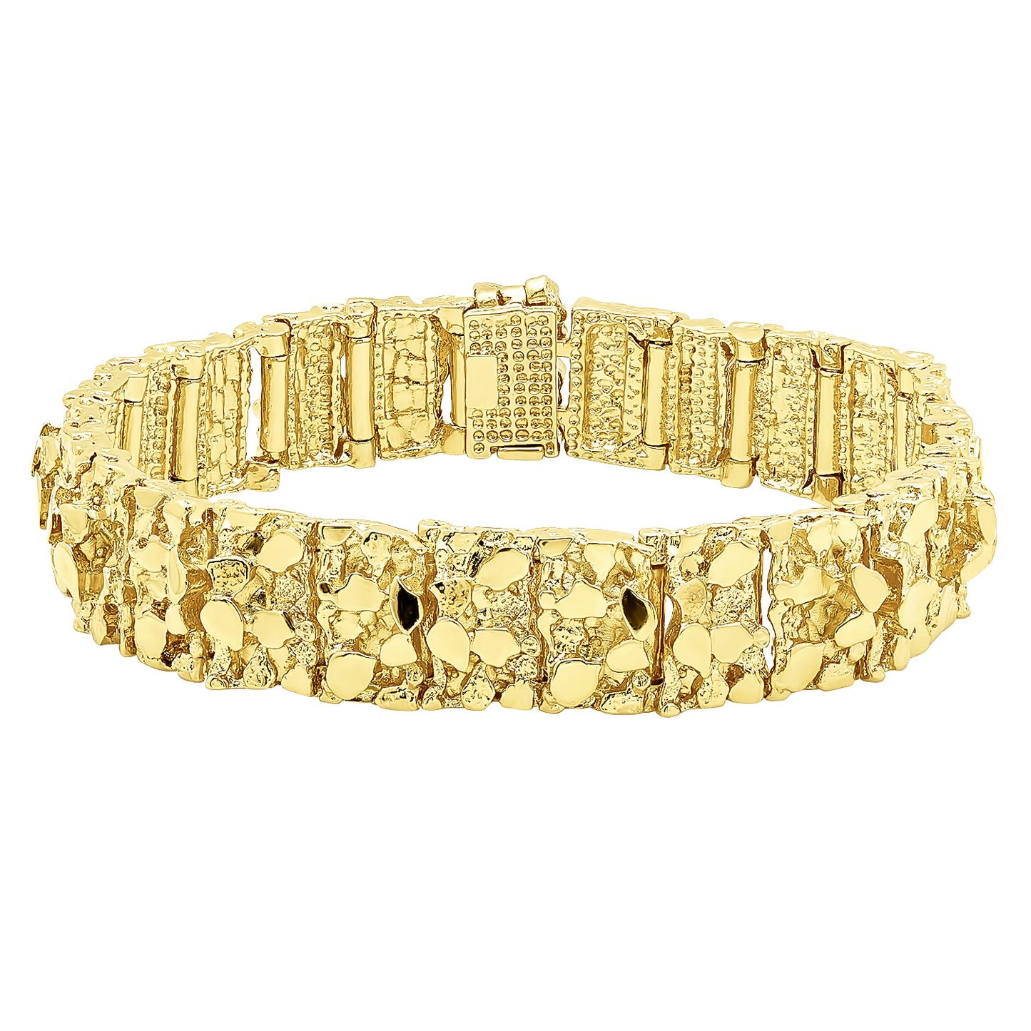 Thick 15mm 14k Gold Plated Chunky Nugget Textured Link Bracelet