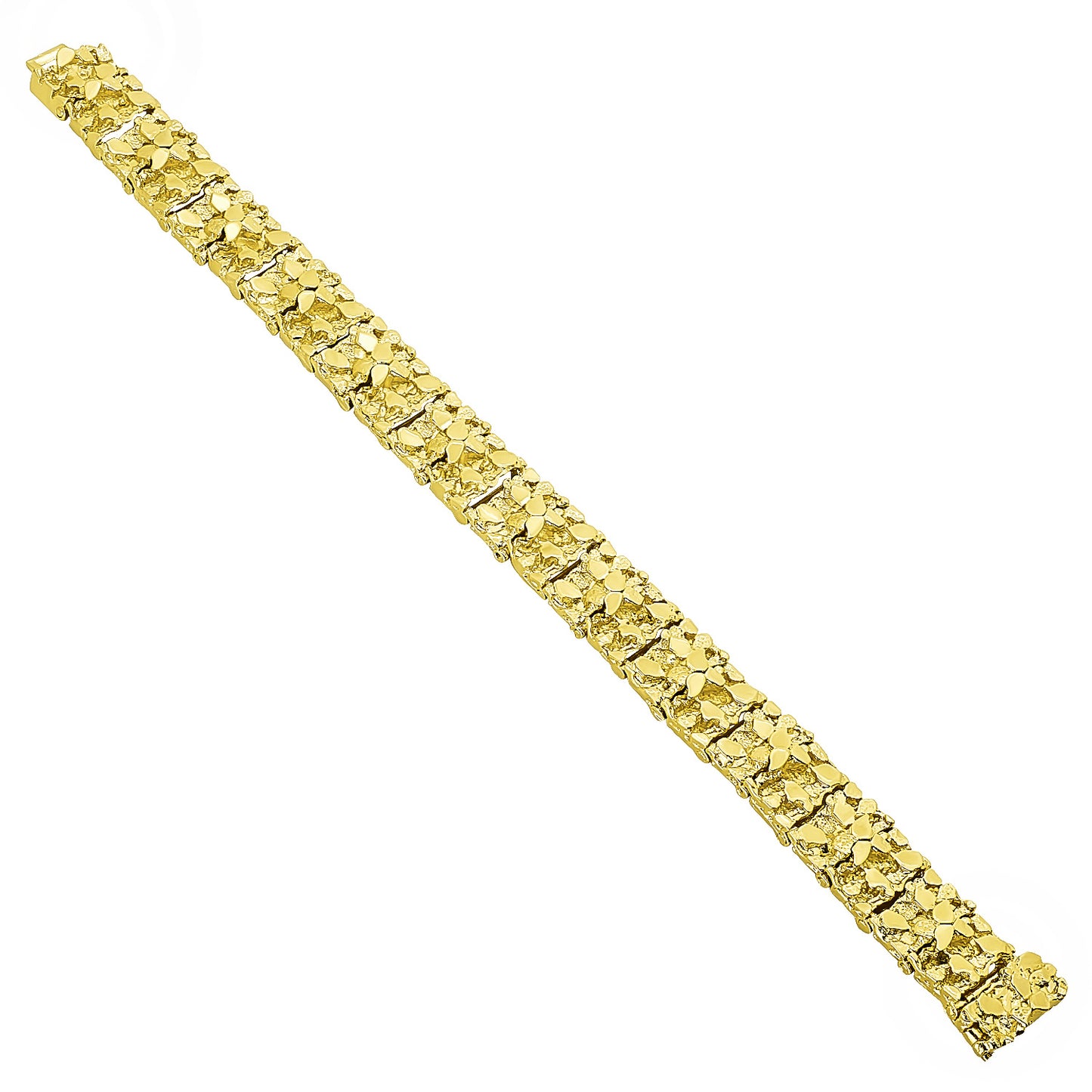 Thick 15mm 14k Gold Plated Chunky Nugget Textured Link Bracelet