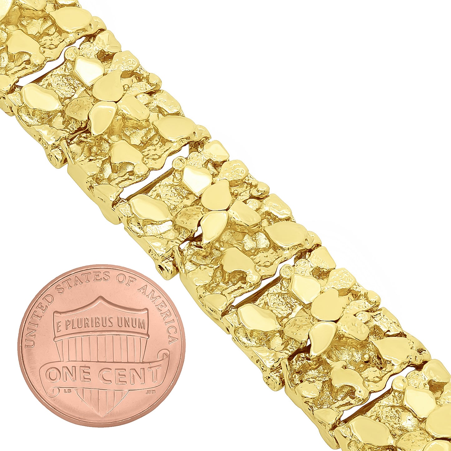 Thick 15mm 14k Gold Plated Chunky Nugget Textured Link Bracelet