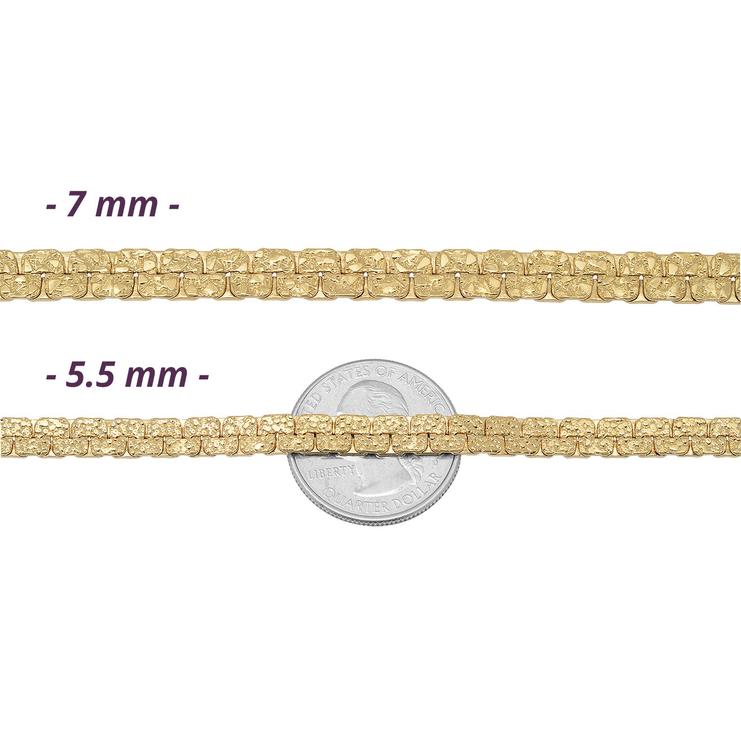 5.7mm-7.5mm 14k Gold Plated Nugget Chain Necklace or Bracelet (SKU: GL-NUGGET-CHAINS)