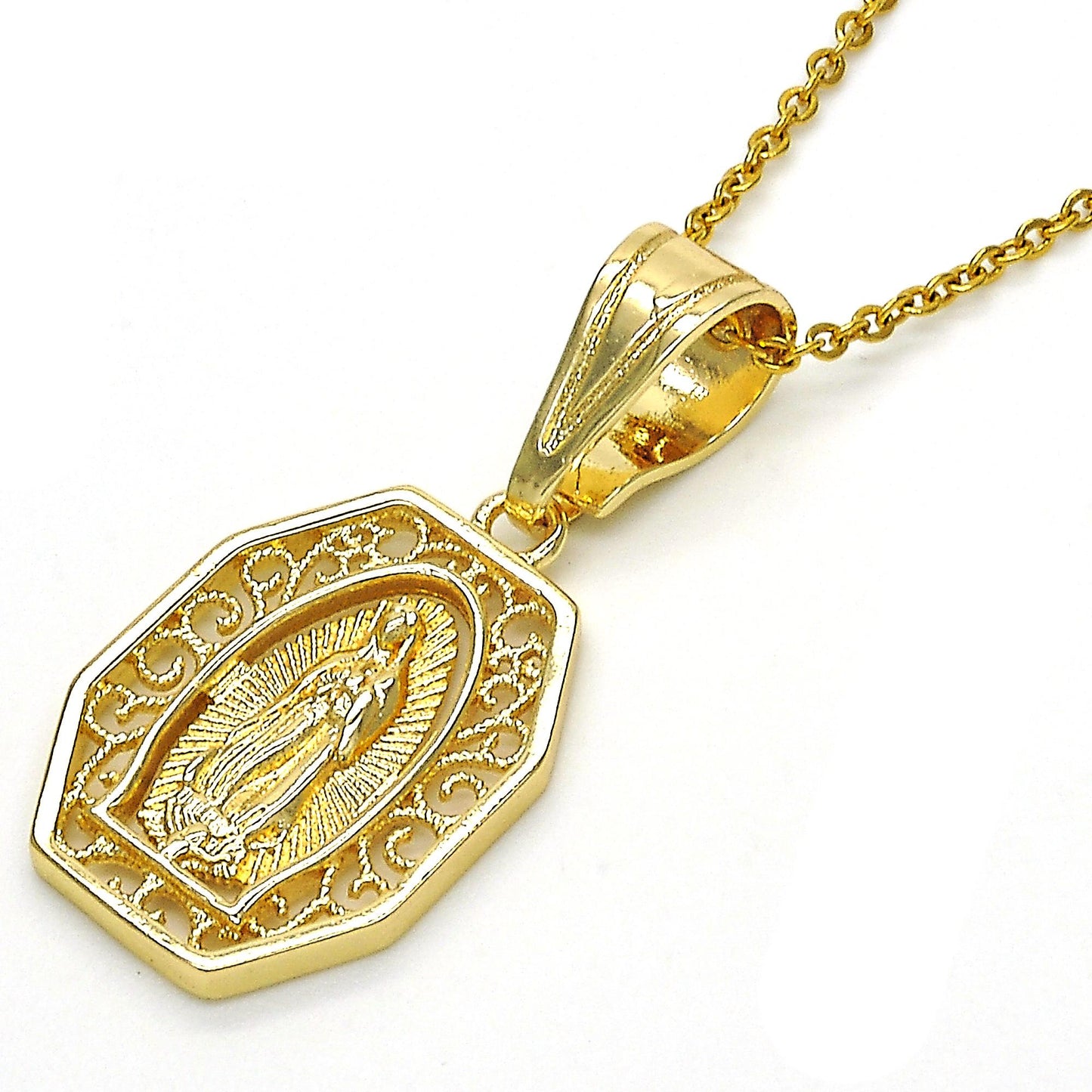 Polished 14k Yellow Gold Plated Type Type Type Pendant, 36mm x 16.5mm (⅖ inches' x ⅔ inches') (SKU: GL-PD1012)