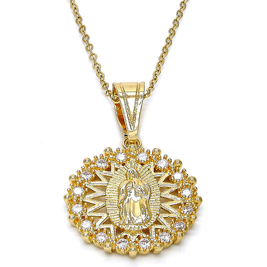 Polished 0.25 mils 14k Yellow Gold Plated Clear CZ Type Type Type Pendant, 39mm x 25mm (½ inches' x ')