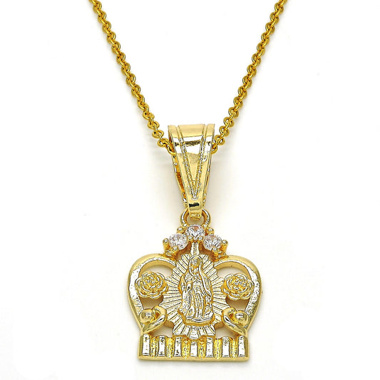 Polished 0.25 mils 14k Yellow Gold Plated Clear CZ Type Type Type Pendant, 35mm x 17mm (⅓ inches' x ⅔ inches')