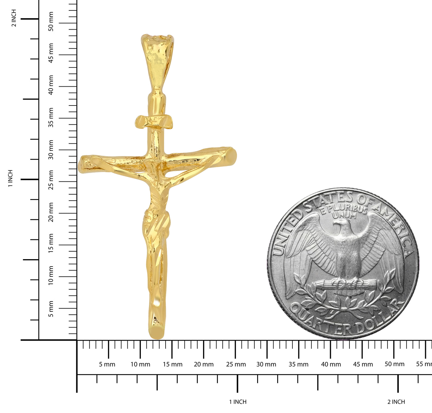 Gold Plated 3-Dimensional Crucifix Pendant