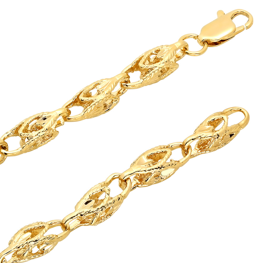 6mm 14k Yellow Gold Plated Hollow Chain Necklace