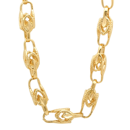 9mm 14k Yellow Gold Plated Hollow Link Chain Necklace