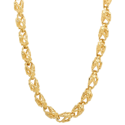 7mm Textured 14k Yellow Gold Plated Heart Link Chain Necklace