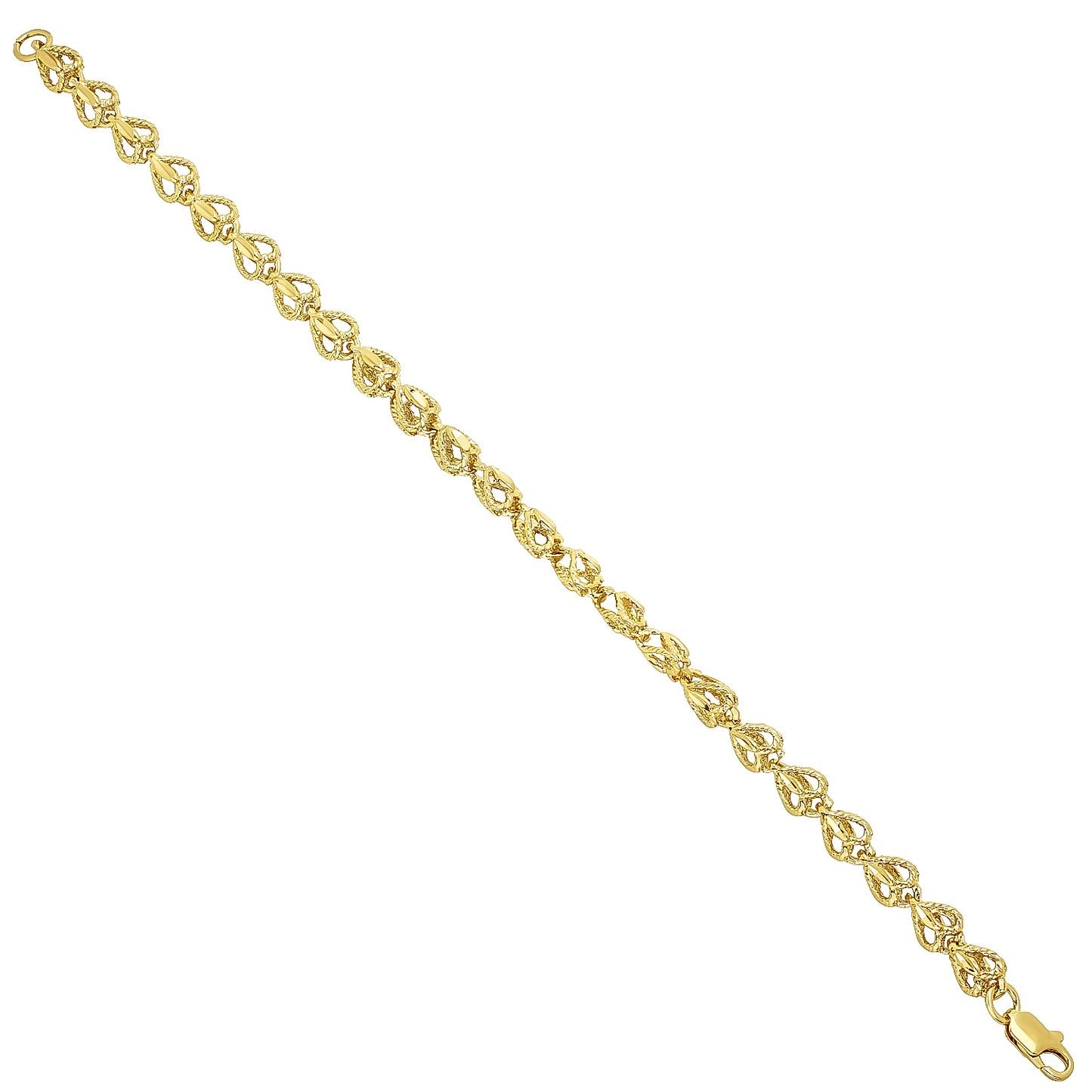 7mm Textured 14k Yellow Gold Plated Heart Link Chain Necklace (SKU: GL-RM12)