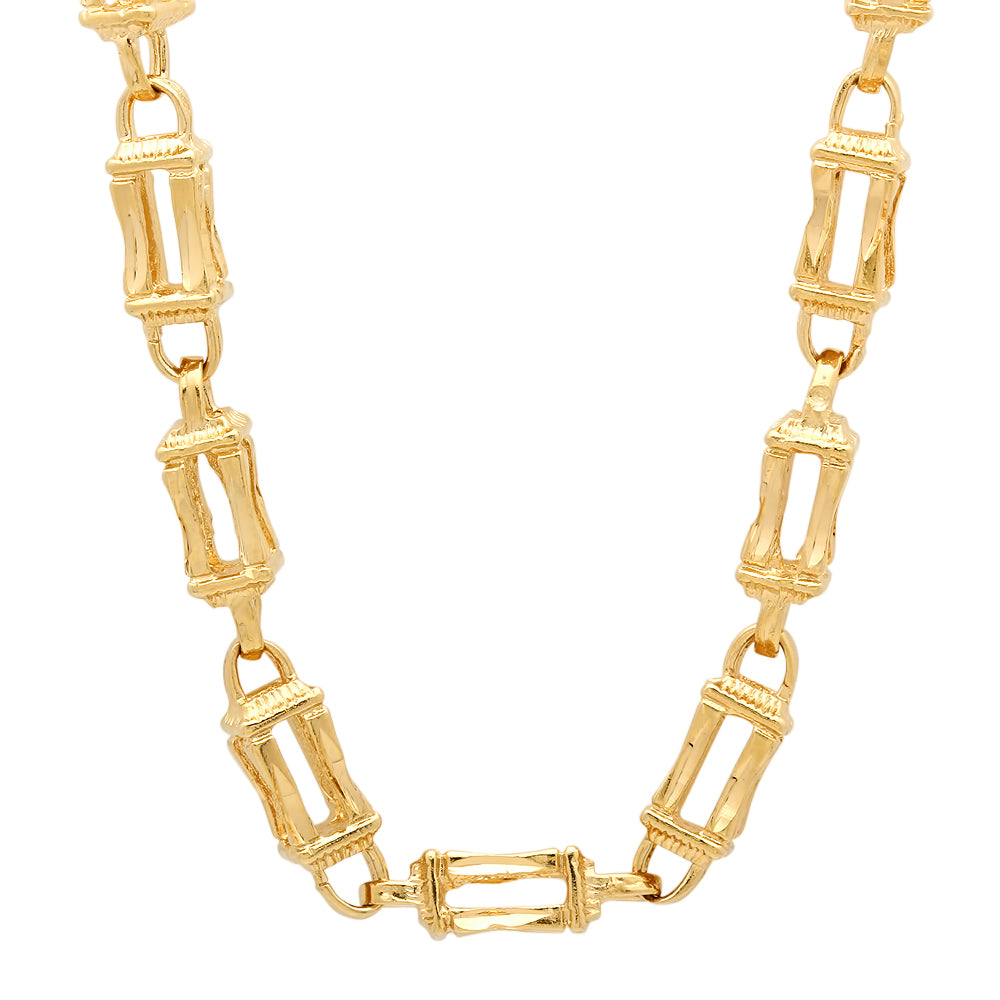 6mm Textured 14k Yellow Gold Plated Square Box Chain Necklace