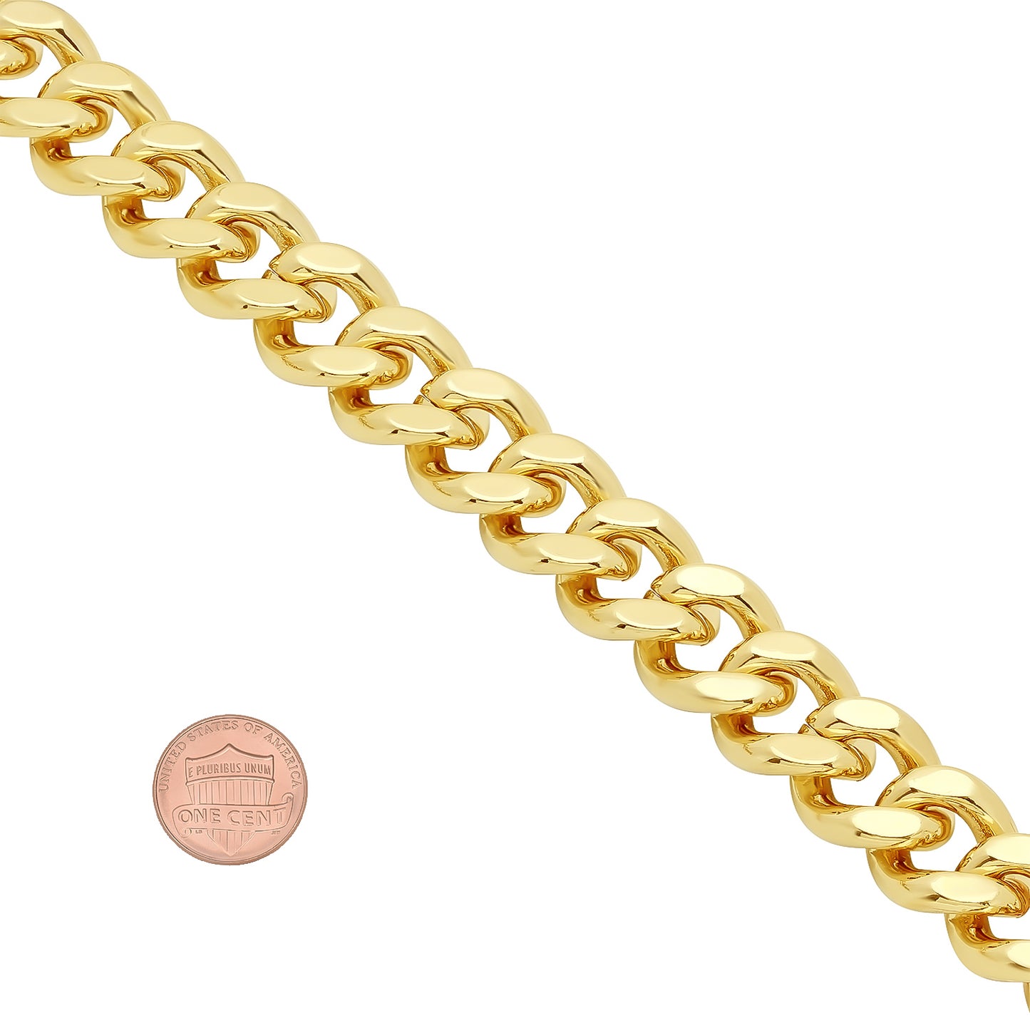 4mm-14mm 14k Yellow Gold Plated Flat Cuban Link Curb Chain Necklace