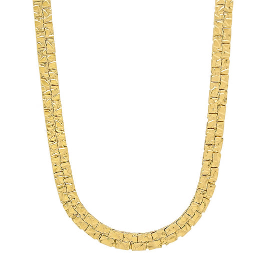 5.7mm 14k Yellow Gold Plated Flat Nugget Chain Necklace