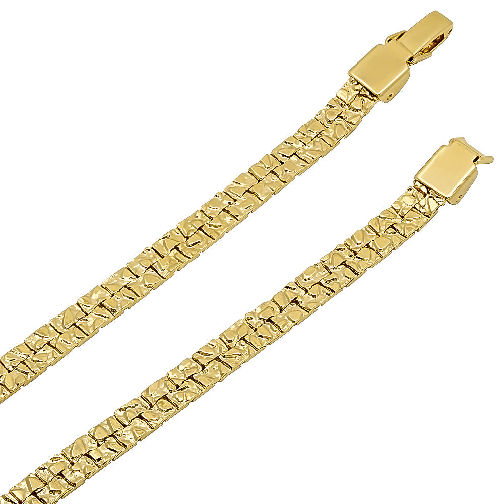 5.7mm-7.5mm 14k Gold Plated Nugget Chain Necklace or Bracelet (SKU: GL-NUGGET-CHAINS)