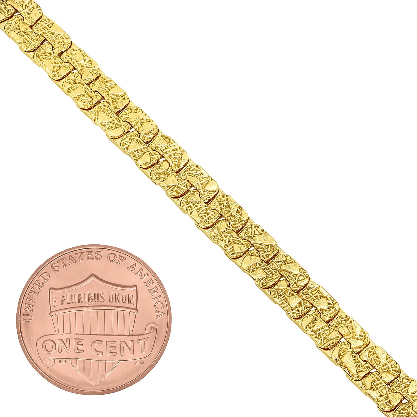 6mm-8mm 14k Gold Plated Nugget Link Chain Bracelets 7-9"