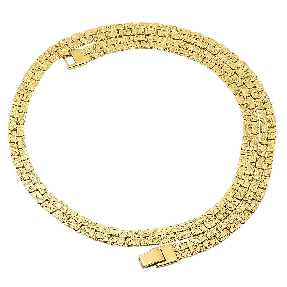 5.7mm-7.5mm 14k Gold Plated Nugget Chain Necklace or Bracelet