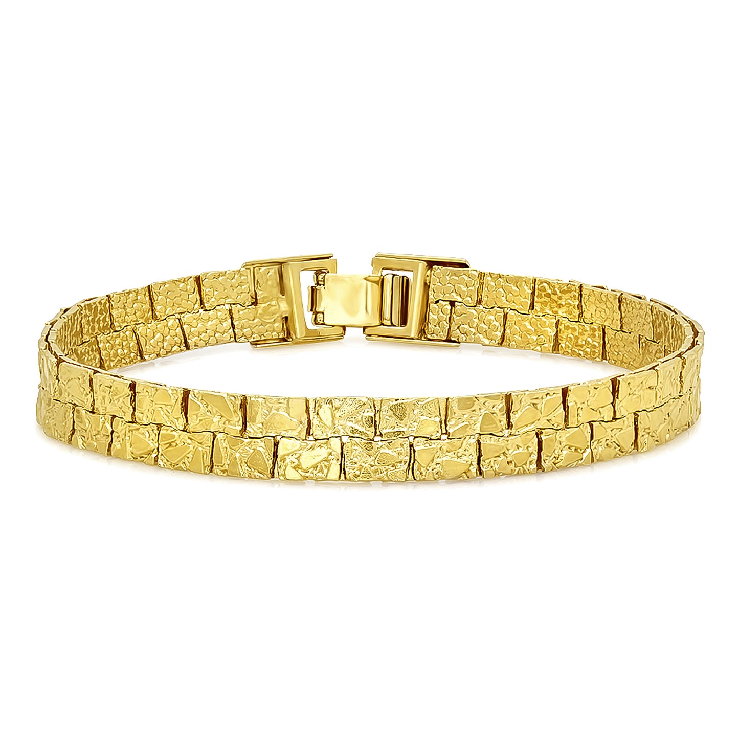 6mm-8mm 14k Gold Plated Nugget Link Chain Bracelets 7-9"