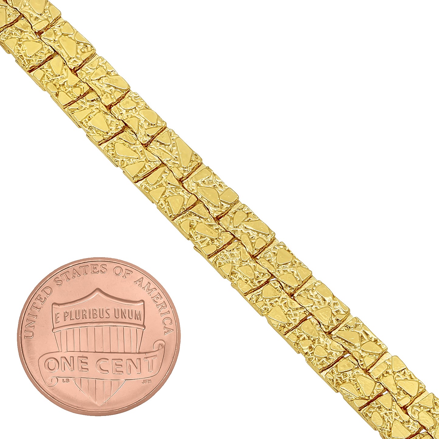 6mm-8mm 14k Gold Plated Nugget Link Chain Bracelets 7-9"