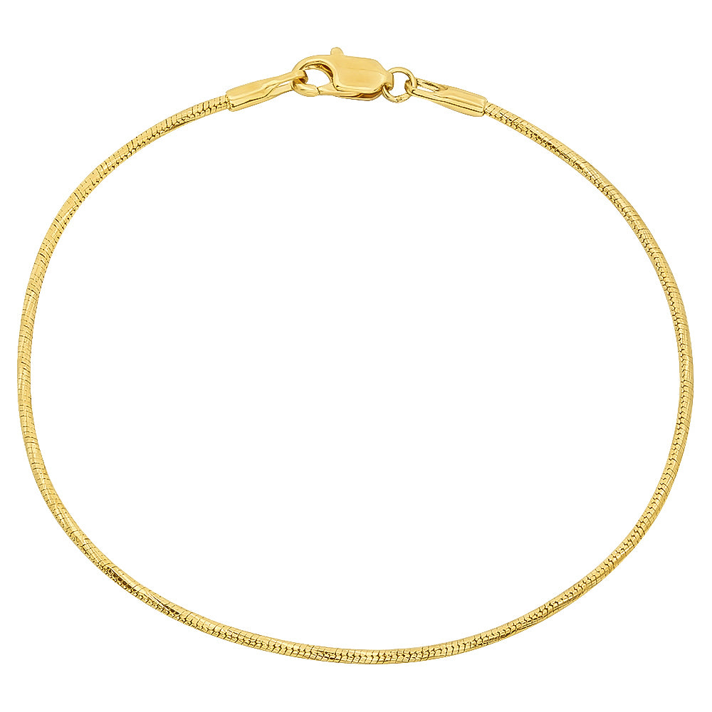 1.5mm Diamond-Cut 14k Yellow Gold Plated Round Snake Chain Necklace