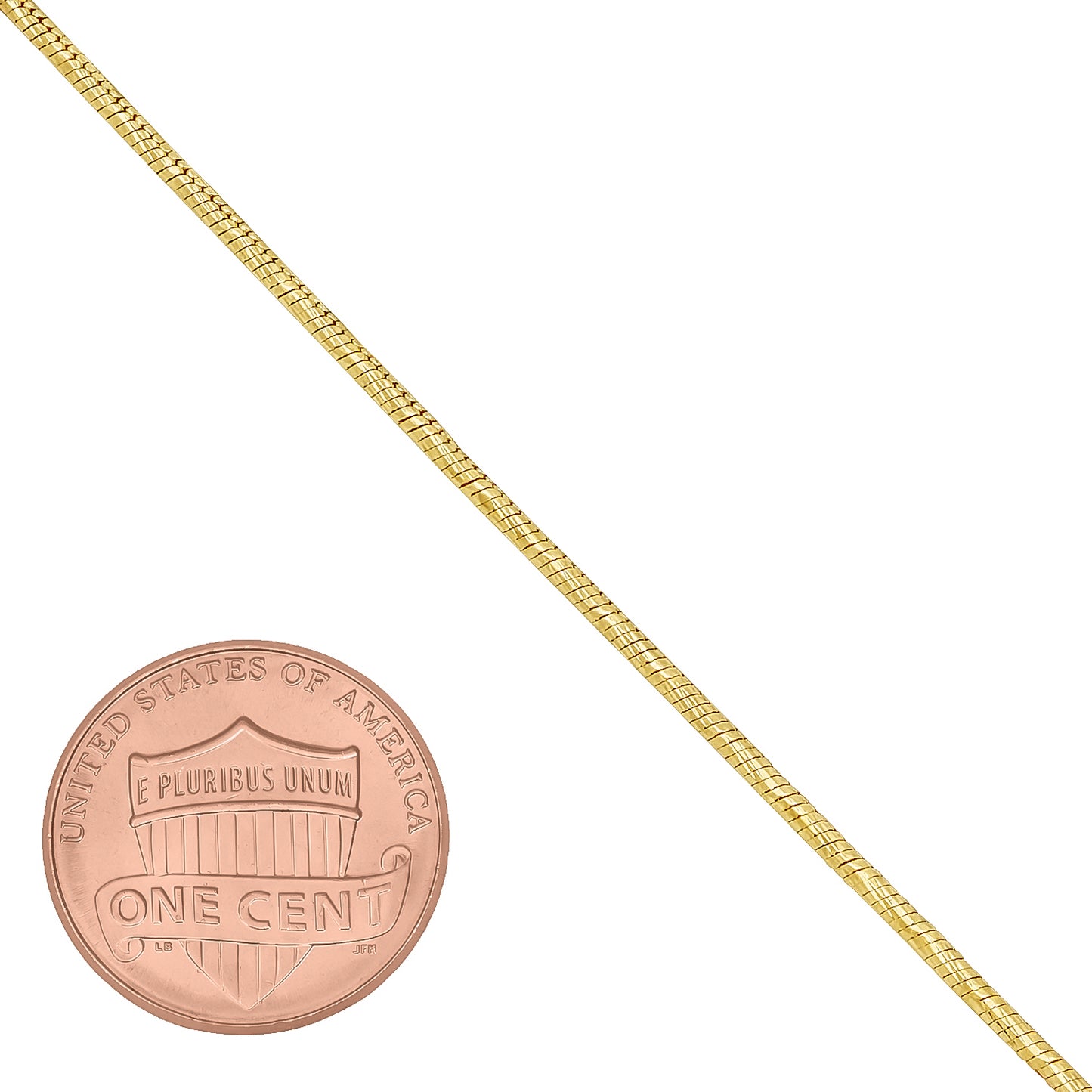 1.5mm Diamond-Cut 14k Yellow Gold Plated Round Snake Chain Necklace