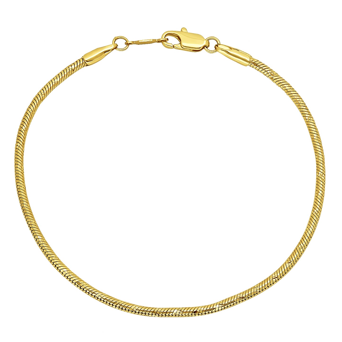 2mm Diamond-Cut 14k Yellow Gold Plated Round Snake Chain Necklace