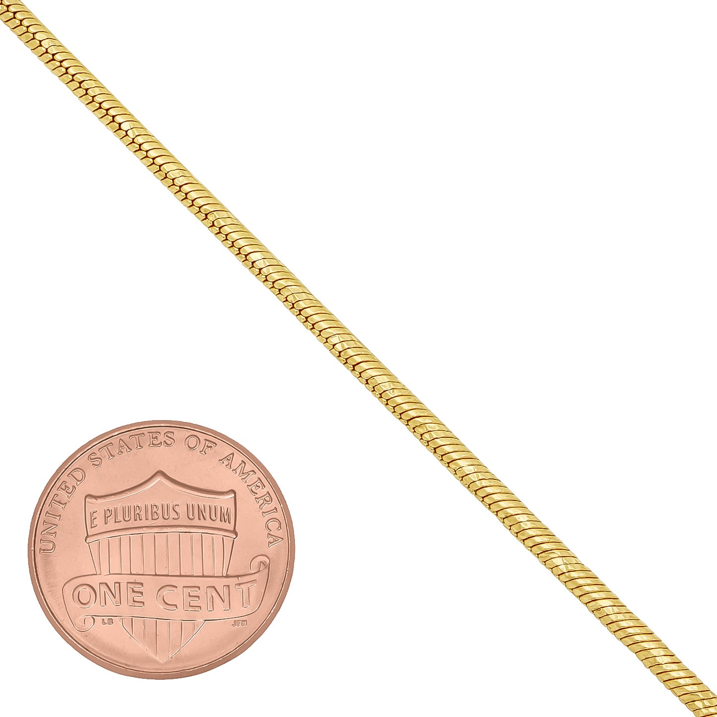 2mm Diamond-Cut 14k Yellow Gold Plated Round Snake Chain Necklace