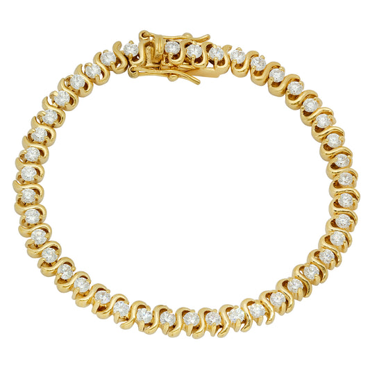 5mm 14k Yellow Gold Plated White Cubic Zirconia Flat Tennis Bracelet