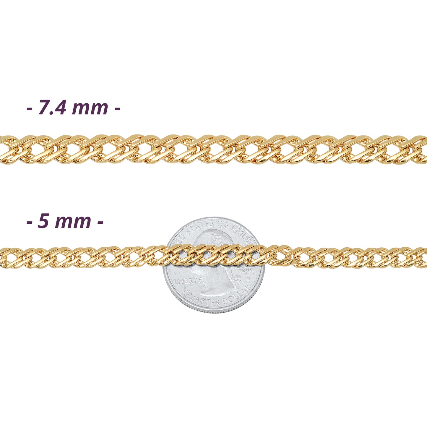 5mm-7mm 14k Gold Plated Venetian Chain Necklace or Bracelet 7-36" Made in USA