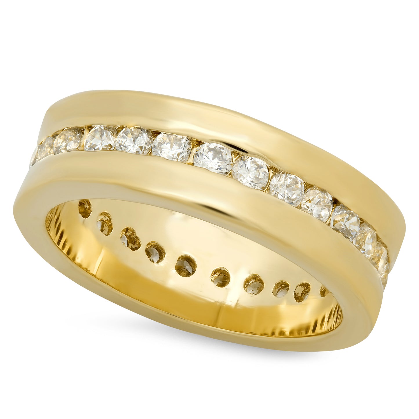 5.5mm Gold Plated Channel Set Round CZs Eternity Band Ring