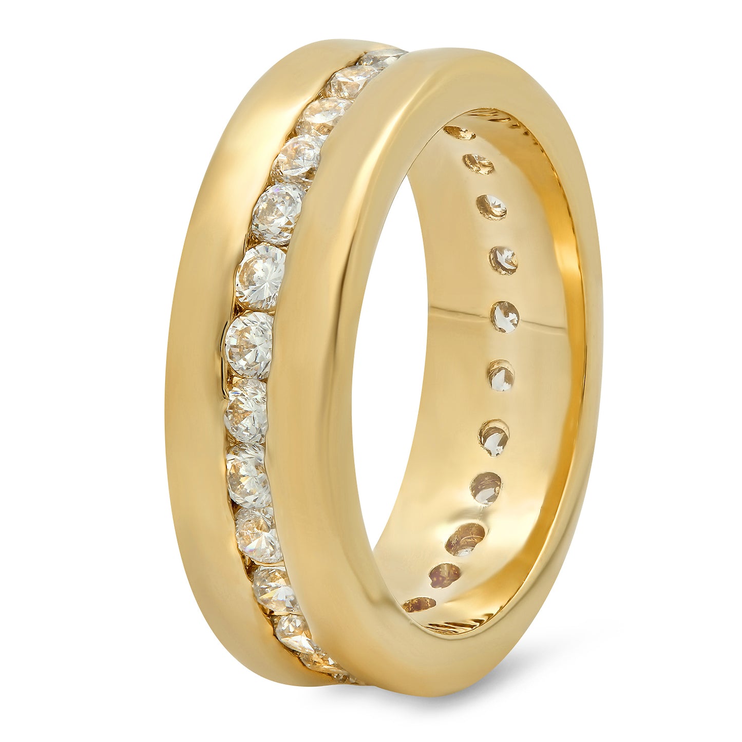 5.5mm Gold Plated Channel Set Round CZs Eternity Band Ring