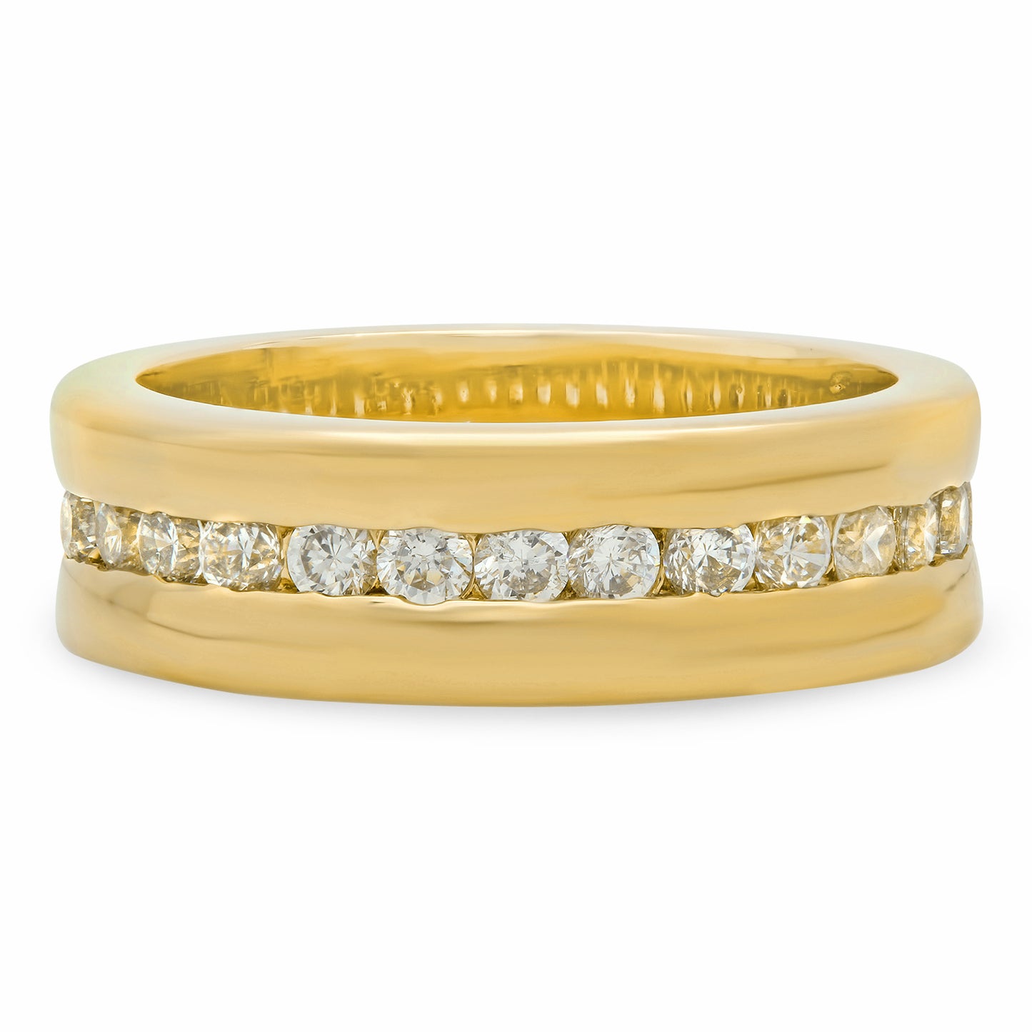 5.5mm Gold Plated Channel Set Round CZs Eternity Band Ring