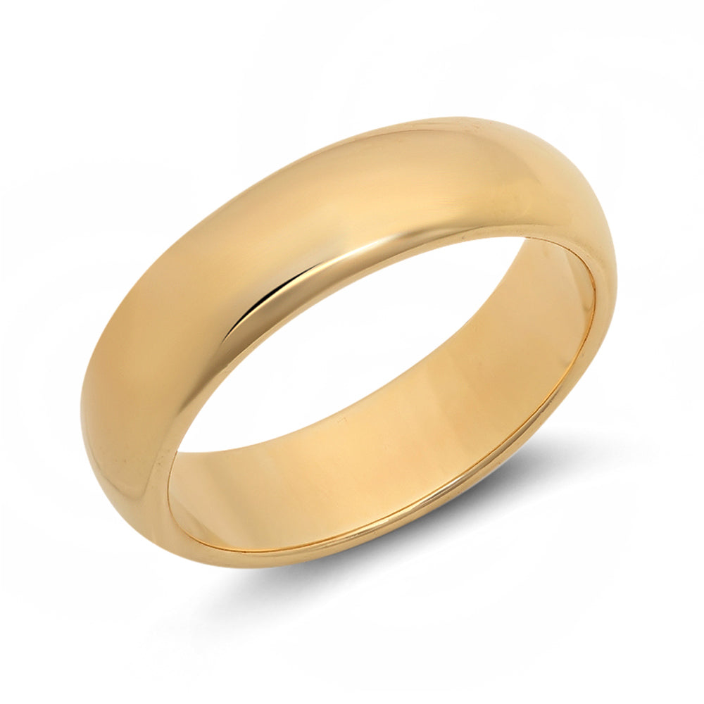 5.5mm 14k Yellow Gold Heavy Plated Smooth Domed Wedding Band Ring