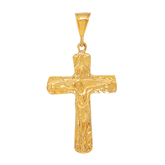 Large 14k Gold Heavy Plated Jesus Resurrection Crucifix Pendant + Chain Necklace Choose Style (Rope, Figaro, or Curb) Set