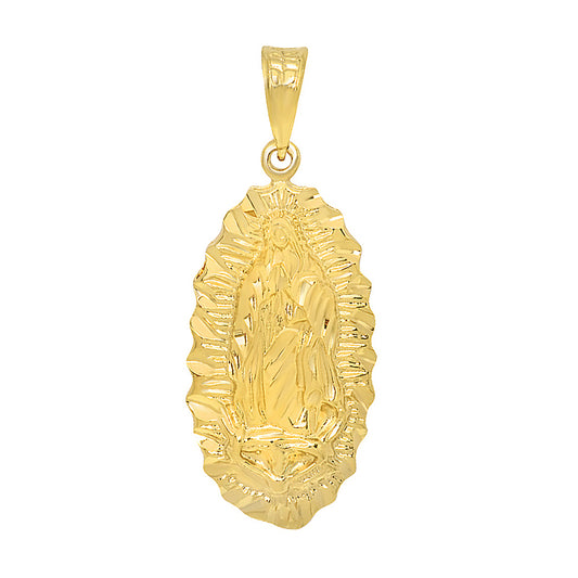 Large 25mm x 50mm 14k Gold Plated Virgin Mary Of Guadalupe Pendant,