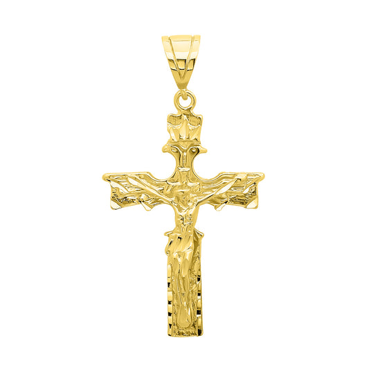 Large 38.5mm x 5.4 cm 14 Gold Plated Crowned Eagle Crucifix Pendant