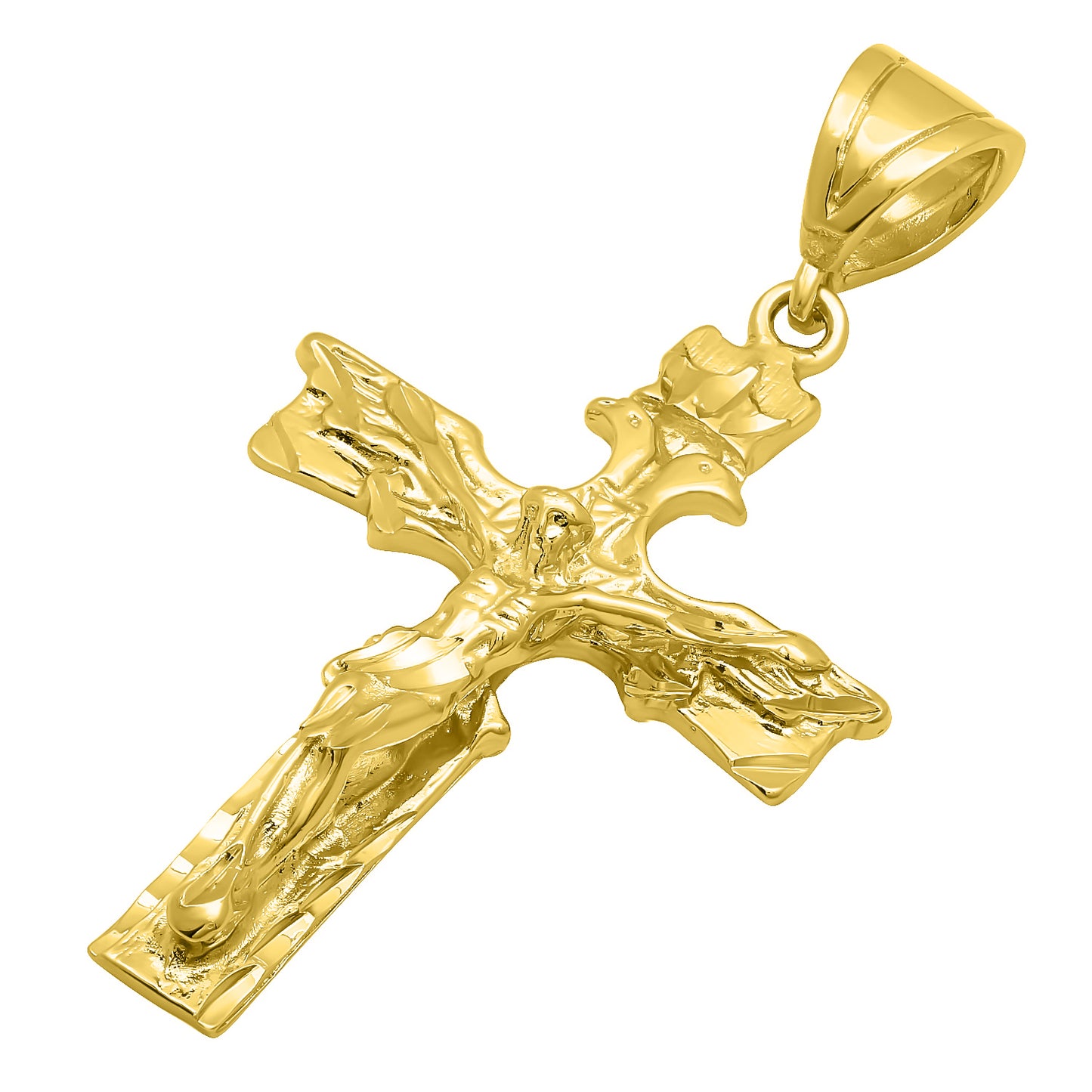 Large 14 Gold Heavy Plated Crowned Eagle Crucifix Pendant + Chain Necklace Choose Style (Rope, Figaro, or Curb) Set