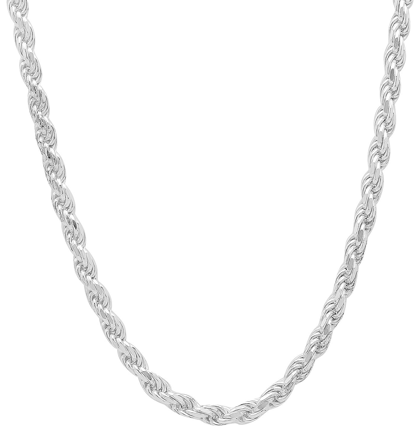 3.2mm .925 Sterling Silver Diamond-Cut Twisted Rope Chain Necklace