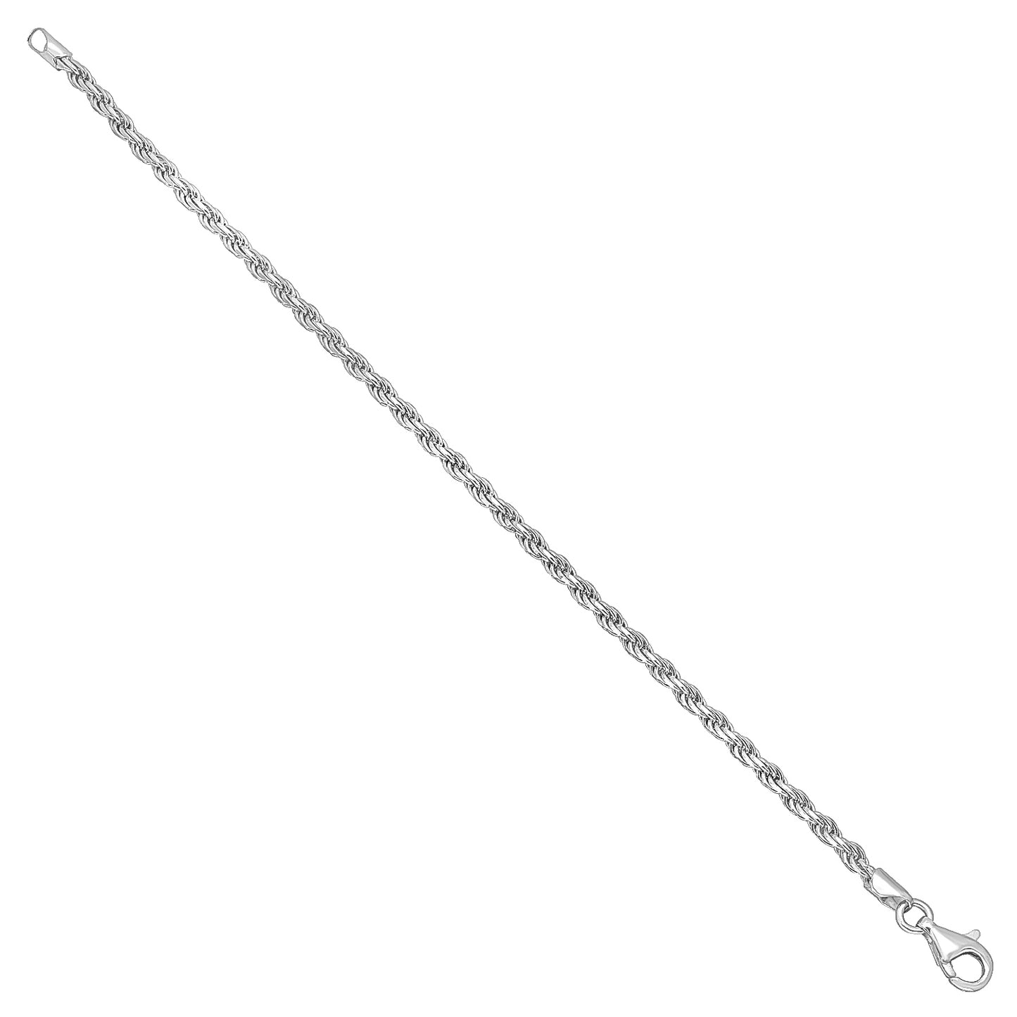 2mm-3mm Solid .925 Sterling Silver Diamond-Cut Twisted Rope Chain Anklet 9 -10" Made in Italy