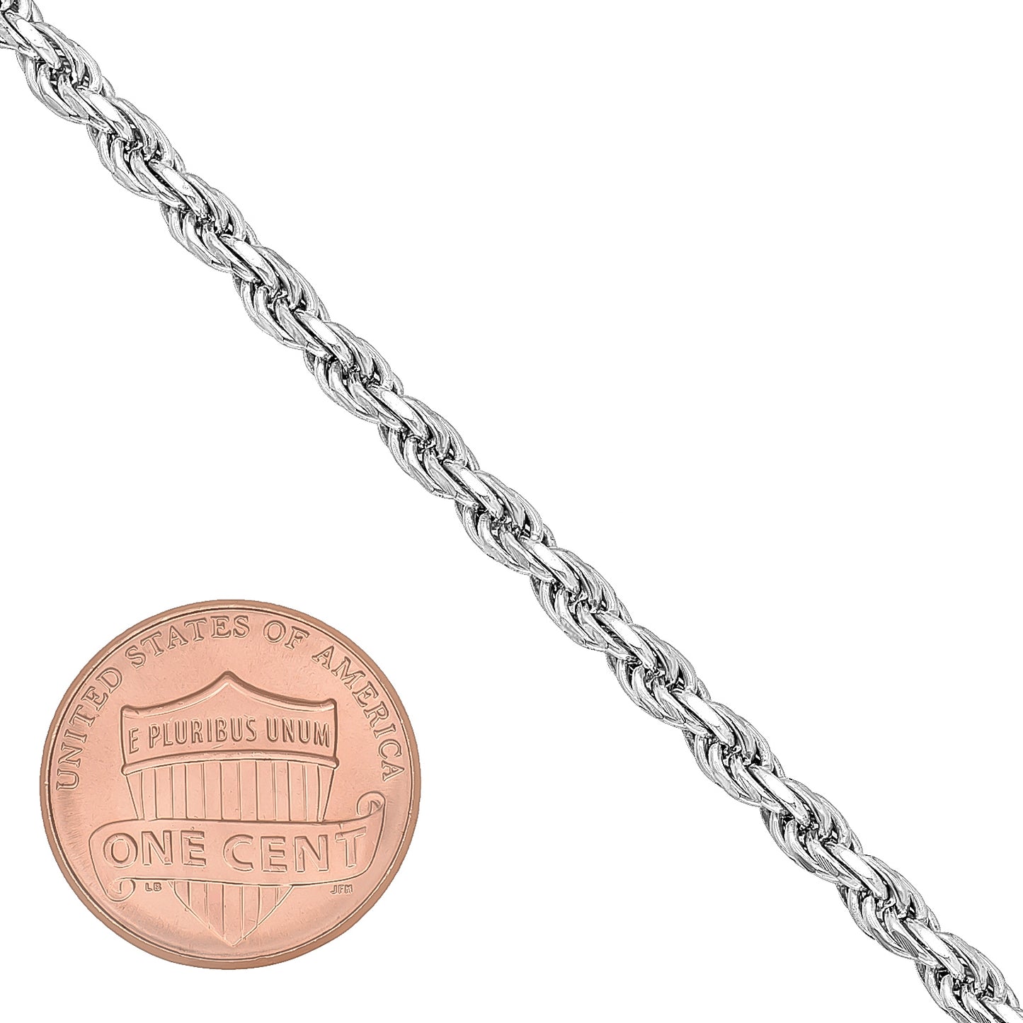 2mm-3mm Solid .925 Sterling Silver Diamond-Cut Twisted Rope Chain Anklet 9 -10" Made in Italy