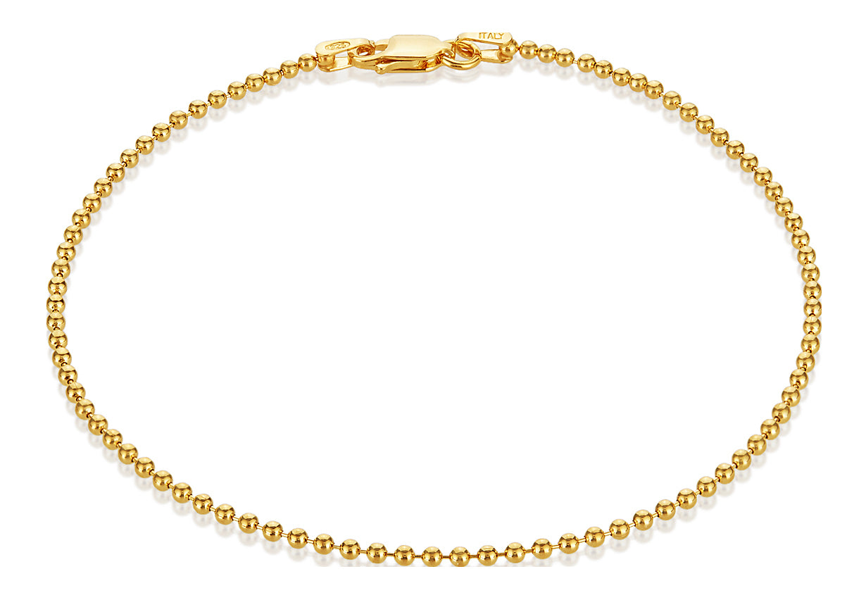 1.8mm Gold Plated Silver Military Ball Chain Bracelet