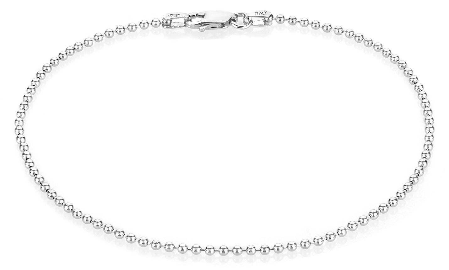 1.8mm Rhodium Plated Silver Military Ball Chain Necklace