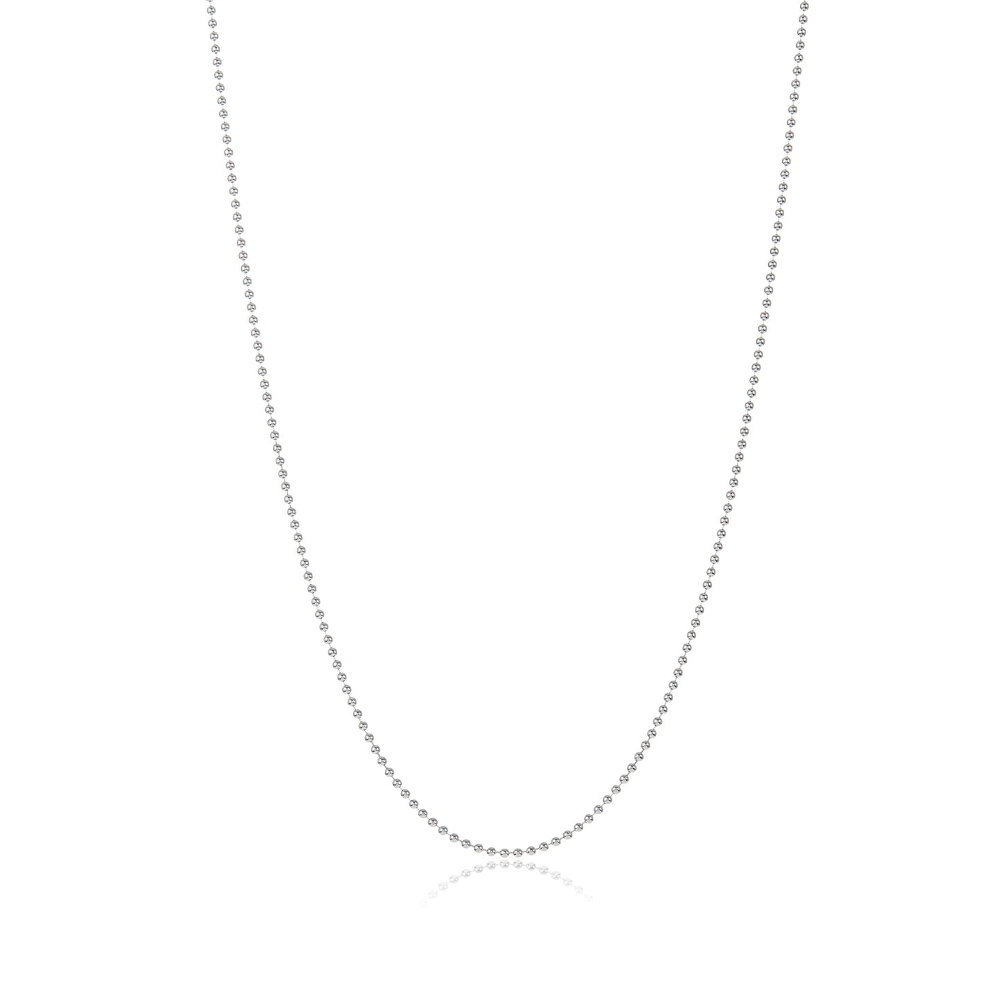 1.8mm Rhodium Plated Silver Military Ball Chain Necklace