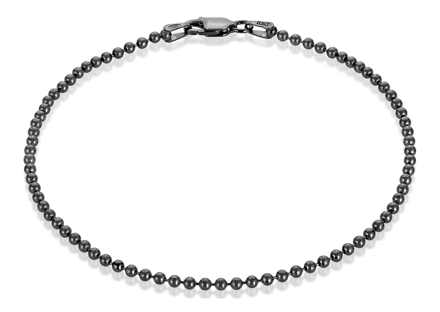 2mm Black Plated Silver Military Ball Chain Bracelet