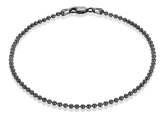 2mm Black Plated Silver Military Ball Chain Bracelet