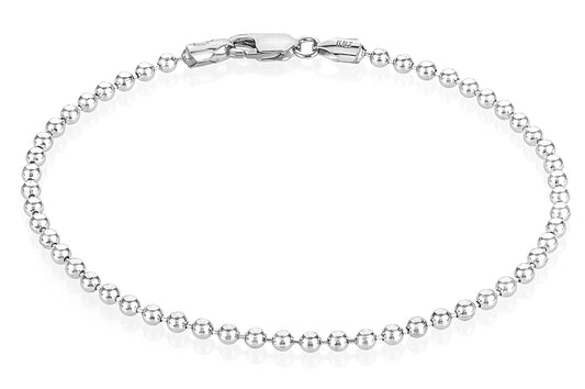 3mm Rhodium Plated Silver Military Ball Chain Bracelet