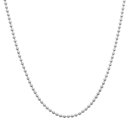 3mm Rhodium Plated Silver Military Ball Chain Necklace